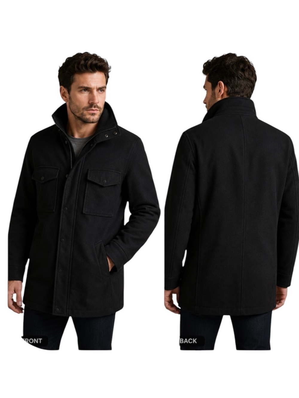 Elie Tahari for Macy’s Men’s Black Military Field Coat Jacket